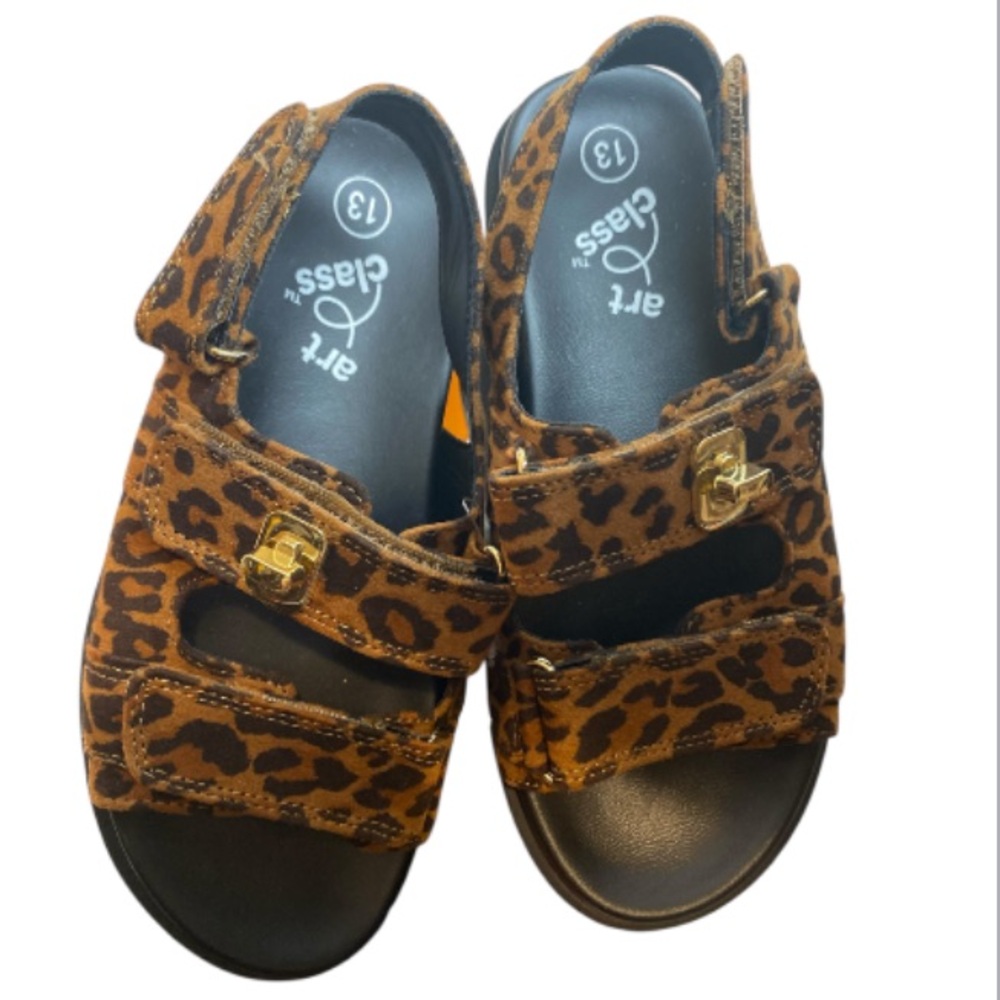 Art Class Leopard Print Kids Sandals NWT Size 13